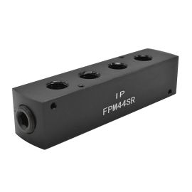 Interstate Pneumatics FPM44SR 3/8 Inch FPT (Inlet) x 1/4 Inch FPT (4 Outlets) Aluminum Rectangle Pencil Manifold Reducer