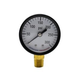 Interstate Pneumatics G2012-300 Pressure Gauge 300 PSI 2 Inch Diameter 1/4 Inch NPT Bottom Mount