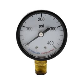 Interstate Pneumatics G2012-400 Pressure Gauge 400 PSI 2 Inch Diameter 1/4 Inch NPT Bottom Mount