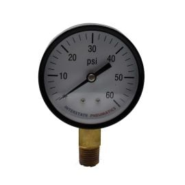 Interstate Pneumatics G2022-060 Pressure Gauge 60 PSI 2 -1/2 Inch Diameter 1/4 Inch NPT Bottom Mount