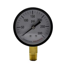 Interstate Pneumatics G2022-300 Pressure Gauge 300 PSI 2 -1/2 Inch Diameter 1/4 Inch NPT Bottom Mount
