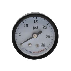 Interstate Pneumatics G2101-030 Pressure Gauge 0-30 psi 1-1/2 Inch Diameter 1/8 Inch NPT Rear Mount