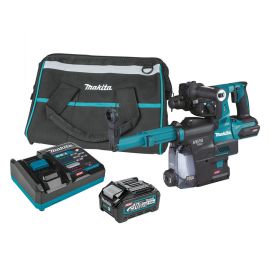 Makita GRH01M1W 40V max XGT Brushless Cordless 1-1/8 Inch AVT Rotary Hammer Kit w/ Dust Extractor, accepts SDS-PLUS bits, AFT, AWS Capable, with one battery (4.0Ah)