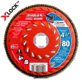 Freud DCX045080X03F Diablo 4-1/2 in. 80-Grit Flap Disc for X-Lock and All Grinders Pro Bulk Pack - 3PK