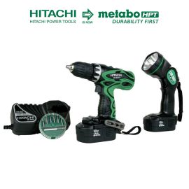 Hitachi DS18DVF3 18V 1/2 Inch Driver/Drill Kit + 2 Batteries 1.4 Ah Flashlight
