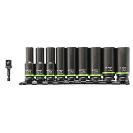 Bosch ITDSO12V10 Impact Tough Deep Well 1/2 Inch Socket Set with 1/4 Inch Hex to 1/2 Inch Socket Adapter - 60 Pieces