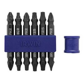 IRWIN IWAF32DEMIX6 Double-End Bit Set, Phillips, Square Drive, 1/4 in Shank, 2-3/8 in Length, Steel - Pack of 5 (30 Pieces)