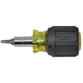 Klein Tools 32562 Stubby Multi-Bit Screwdriver with Square Recess Bit and 1-1/4 Inch Shaft