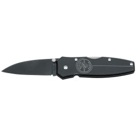 Klein Tools 44000-BLK 2-1/4 Inch SS Drop Point Blade Pocket Knife, Lockback, Black Aluminum