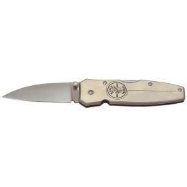 Klein Tools 44000 2-1/4 Inch SS Blade, Pocket Knife, Lockback, Brushed Aluminum Handle