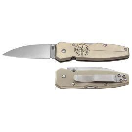 Klein Tools 44001 Pocket Knife, Lockback, Brushed Aluminum Handle, 2-1/2 Inch SS Blade
