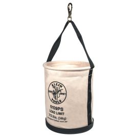 Klein Tools 5109PS 12 D x 15 H Inch Bucket, No.6 Canvas, Wide-Opening, Straight-Wall, Pocket, Hook