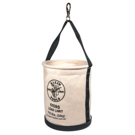 Klein Tools 5109S 12 D x 15 H Inch Bucket, #6 Canvas, Wide-Opening, Straight-Wall, Hook