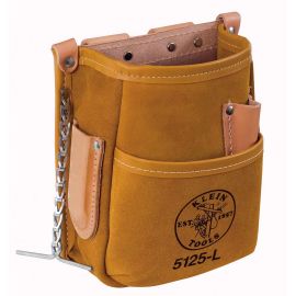 Klein Tools 5125L Leather, 5-Pockets, Tape Thong Tool Pouch