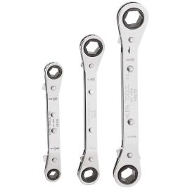 Klein Tools 68244 3-Piece Fully Reversible Ratcheting Offset Box Wrench Set
