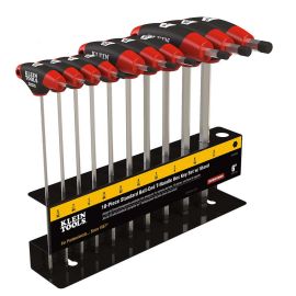 Klein Tools JTH610EB 10 pc 6 Inch SAE Ball-End Journeyman T-Handle Set with Stand