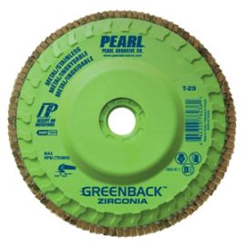Pearl Abrasive MAX6040ZGQ 6 x 5/8-11 Greenback Quickmount Trimmable Zirconia Type 29 MAXIDISC - Flap Disc