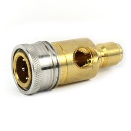 Interstate Pneumatics PW7163 3/8 Inch Pressure Washer Quick Coupler Gauge Brass Fitting With Stainless Steel Collar