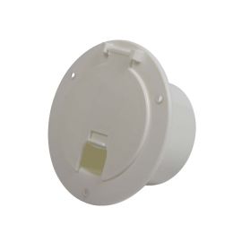 Superior Electric RVA1568 Deluxe Round Electric Cable Hatch with Back for 30A & 50A Cords - White