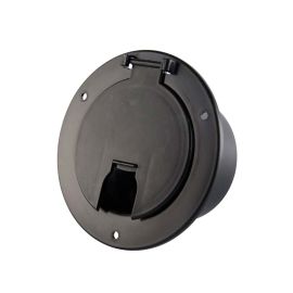 Superior Electric RVA1569 Deluxe Round Electric Cable Hatch with Back for 30A & 50A Cords - Black