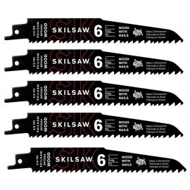 Skil SPT2004-05 6 Inch 5-8 TPI Recip Blade for Wood with Nails - 5 Pack