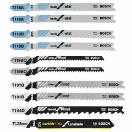 Bosch T10C Laminate/Wood/Metal T-Shank Jig Saw Blade Set - 10 Pieces