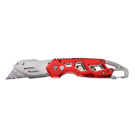 Superior Steel UK750 Folding Utility Pocket Knife Box Cutter with Belt Clip, Easy Release Button, Quick Change and Lock-Back Design - Red