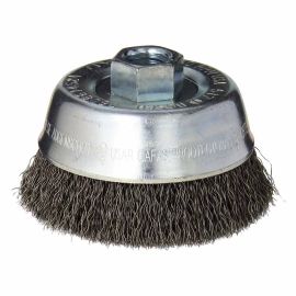 Bosch WB524 3 Inch Cup Brush, Crimped, Carbon Steel, 5/8 Inch x 11 Inch Arbor