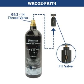 Interstate Pneumatics WRCO2-FKIT4 20 Oz. CO2 Pin Valve Cylinder Tank Paintball with Tank Fill Adapter