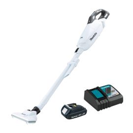 Makita XLC10R1W 18V LXT® Lithium-ion Compact Brushless Cordless 4 -Speed Vacuum Kit, w/ Push Button and Dust Bag (2.0Ah)