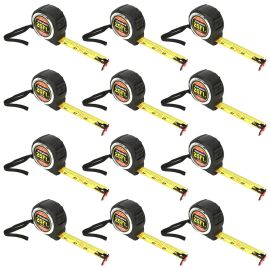 Big Horn 19643-12PK 25 ft. Compact Auto Lock Tape Measure with Magnetic Hook - 12/Pack