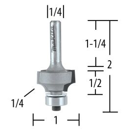 Makita 733120-2A Router Bit 1/4 Corner Round, 2 Flute, 1/4 SH, C.T.