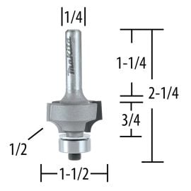 Makita 733120-8A Router Bit 1/2 Corner Round, 2 Flute, 1/4 SH, C.T.