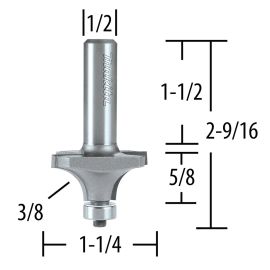 Makita 733121-0A Router Bit 3/8 Corner Round, 2 Flute, 1/2 SH, C.T.
