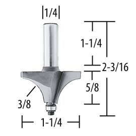 Makita 733122-0A Router Bit 3/8 Bead, 2 Flute, 1/4 SH, C.T.