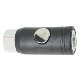Interstate Pneumatics CG440PB 1/4 Inch Universal Push Button Aluminum Coupler x 1/4 Inch Female NPT with Plastic Sleeve
