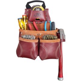 Custom LeatherCraft 21428 10 Pocket Construction Worker's Heavy Duty Leather Nail & Tool Bag
