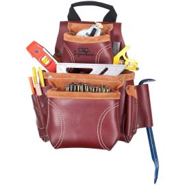 Custom LeatherCraft 21685 8 Pocket Construction Worker's Heavy Duty Leather Nail & Tool Bag
