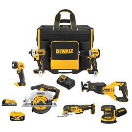 Dewalt DCKSS722P1E1 20V MAX Site-Ready XR 7 Tool Combo Kit (with 2 Batteries, Charger and Rolling Storage Bag)