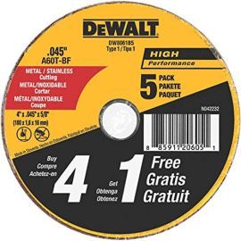 Dewalt DW8061B5 4 Inch X .045 X 5/8 Inch Metal Thin 5pk