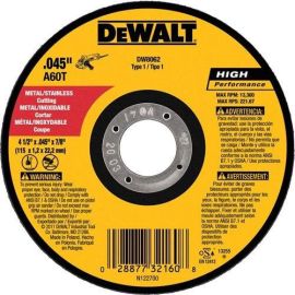 Dewalt DW8062B5 4-1/2 Inch X.045x7/8 Inch Metal Thin Cut 5pk
