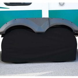 Superior Electric RVA1612 RV Trailer Black Vinyl Dual / Double Tire Cover for Size 27 Inch-29 Inch