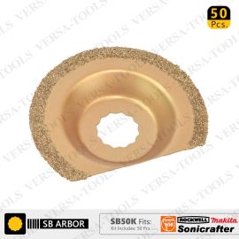 Versa Tool SB50K 63mm Semi-Circular Carbide RASP, 8mm Offset Mount Fits Fein Multimaster, Rockwell, Sonicrafter, Makita Oscillating Tools - 50/Pack