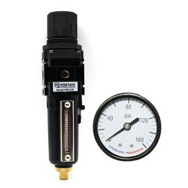 Interstate Pneumatics WB1340 1/4 Inch Standard Metal Bowl Filter / Regulator with 160 PSI Gauge