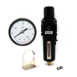 Interstate Pneumatics WB1360 3/8 Inch Standard Metal Bowl Filter / Regulator with 160 PSI Gauge