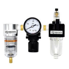 Interstate Pneumatics WC1031G 1/4 Inch Mini Poly Bowl Filter/Regulator/Lubricator - Integral Combo - Made in USA