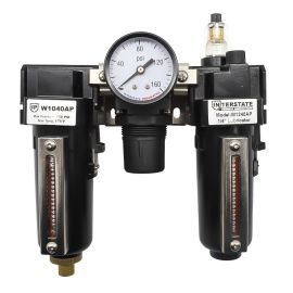 Interstate Pneumatics WCR1041G 1/4 Inch Filter/Regulator/Lubricator Combo Metal Body