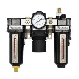Interstate Pneumatics WCR1061G 3/8 Inch Filter/Regulator/Lubricator Combo Metal Body