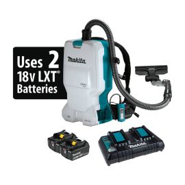 Makita XCV17PG 18V X2 LXT Lithium-Ion (36V) Brushless Cordless 1.6 Gallon HEPA Filter Backpack Dry Vacuum Kit, dual port charger (6.0Ah)